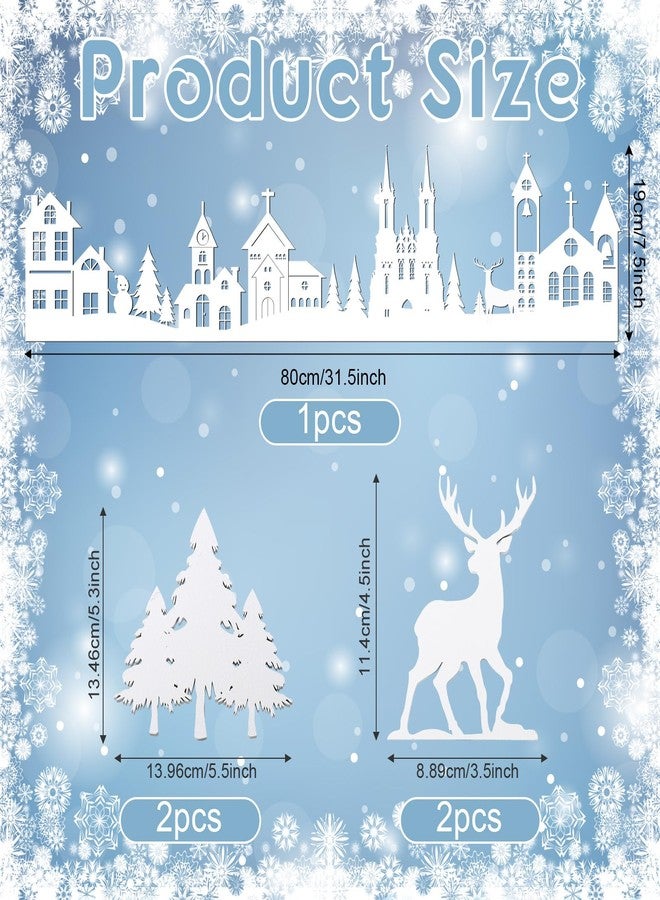 Colingmill 32 Inch Christmas Tabletop Decoration Wooden Christmas Themed White Church Xmas Tree and Elk Signs Farmhouse Centerpiece Decor for Home Kitchen Table Shelf Decor - Image 2